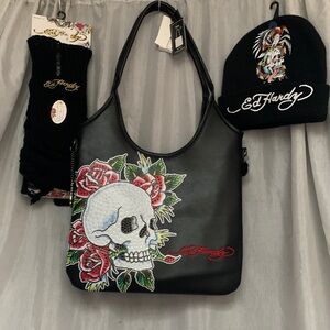 Ed Hardy Black Skull purse